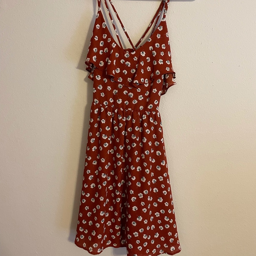 Burgundy flower dress, size small